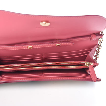 Burberry Haymarket Check Floral Print Henley Wallet On Chain Plum Pink Pewter Blue 5 of 8