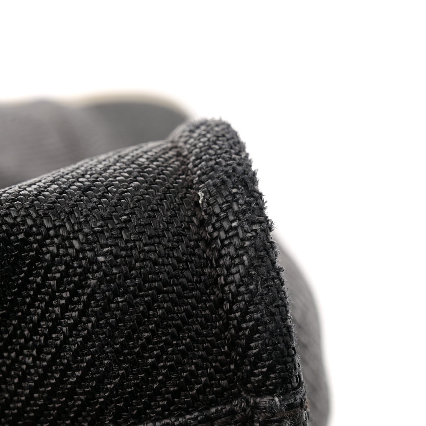 Woven Straw Raffia Medium Deauville Tote Black White