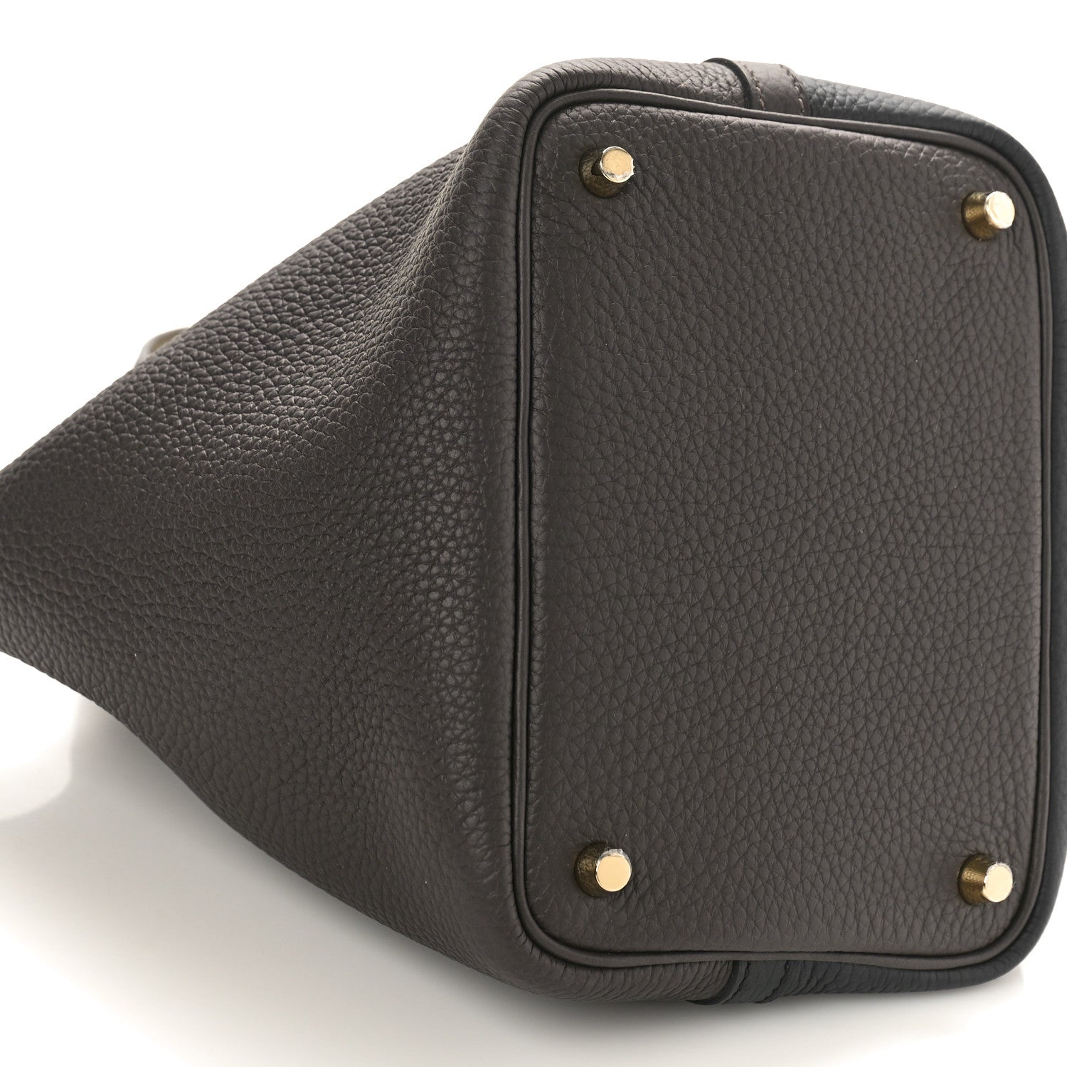 Hermes Taurillon Clemence Casaque Picotin Lock 18 PM Ebene Black Etoupe 7 of 9