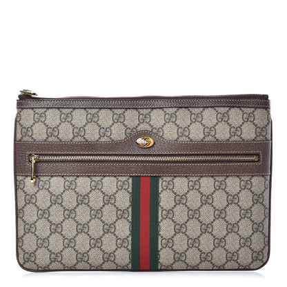 Gucci GG Supreme Monogram Large Ophidia Pouch Clutch Brown 1 of 8
