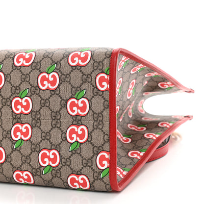 Gucci GG Supreme Monogram Apple Dollar Calfskin Large Retro Interlocking G Tote Bag Beige Ebony Multicolor Lobster Red 10 of 10