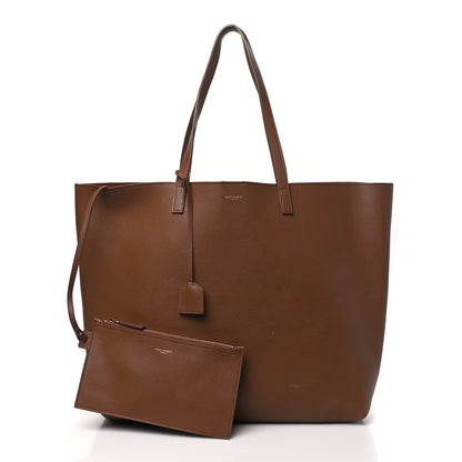 Saint Laurent Grained Calfskin Bold East West Shopping Tote Toasted Brown 3 of 12