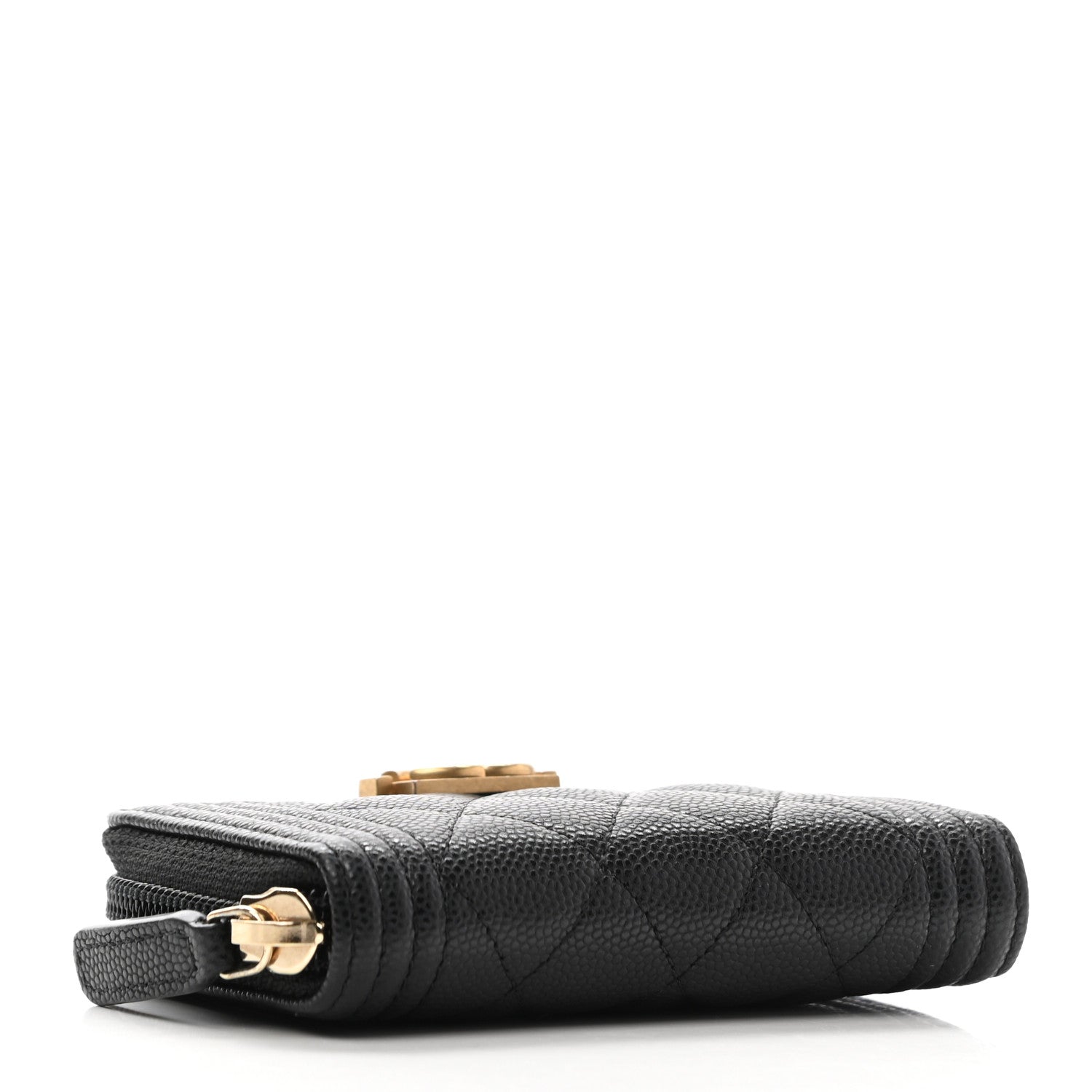 Chanel Caviar Quilted Boy Zip Around Coin Purse Wallet Black 4 of 8