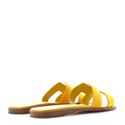 Hermes Suede Goatskin Oran Sandals 38.5 Jaune Bouton D'or 4 of 8