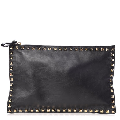 Valentino Garavani Vitello Large Rockstud Zip Pouch Black 1 of 7