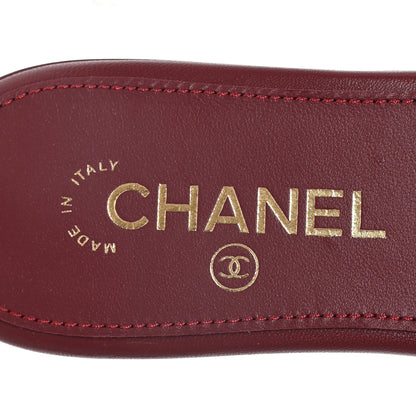 Chanel Lambskin Quilted Turnlock Flat Mules 35 Burgundy 8 of 10