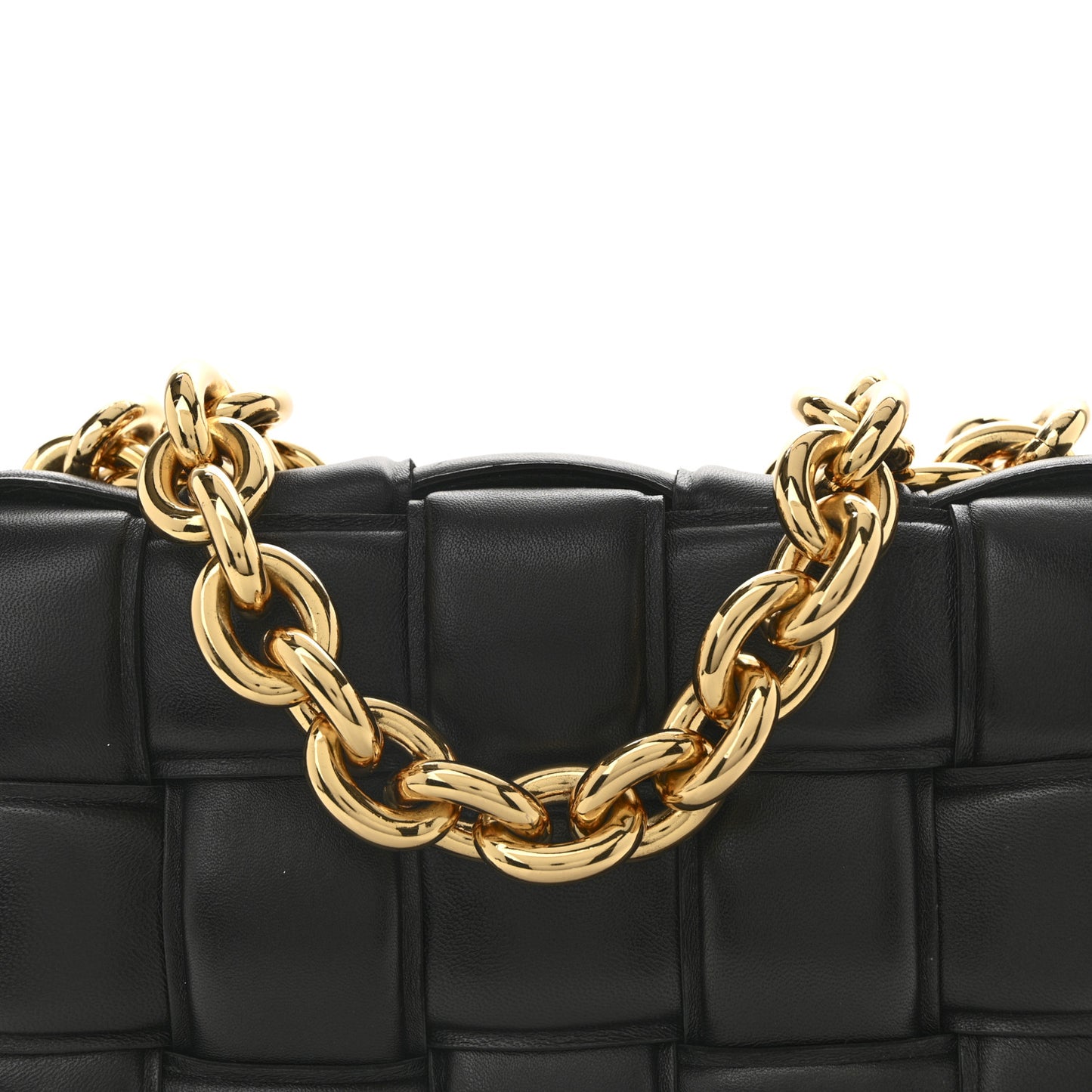 Lambskin Maxi Intreccio Padded Chain Cassette Crossbody Bag Black