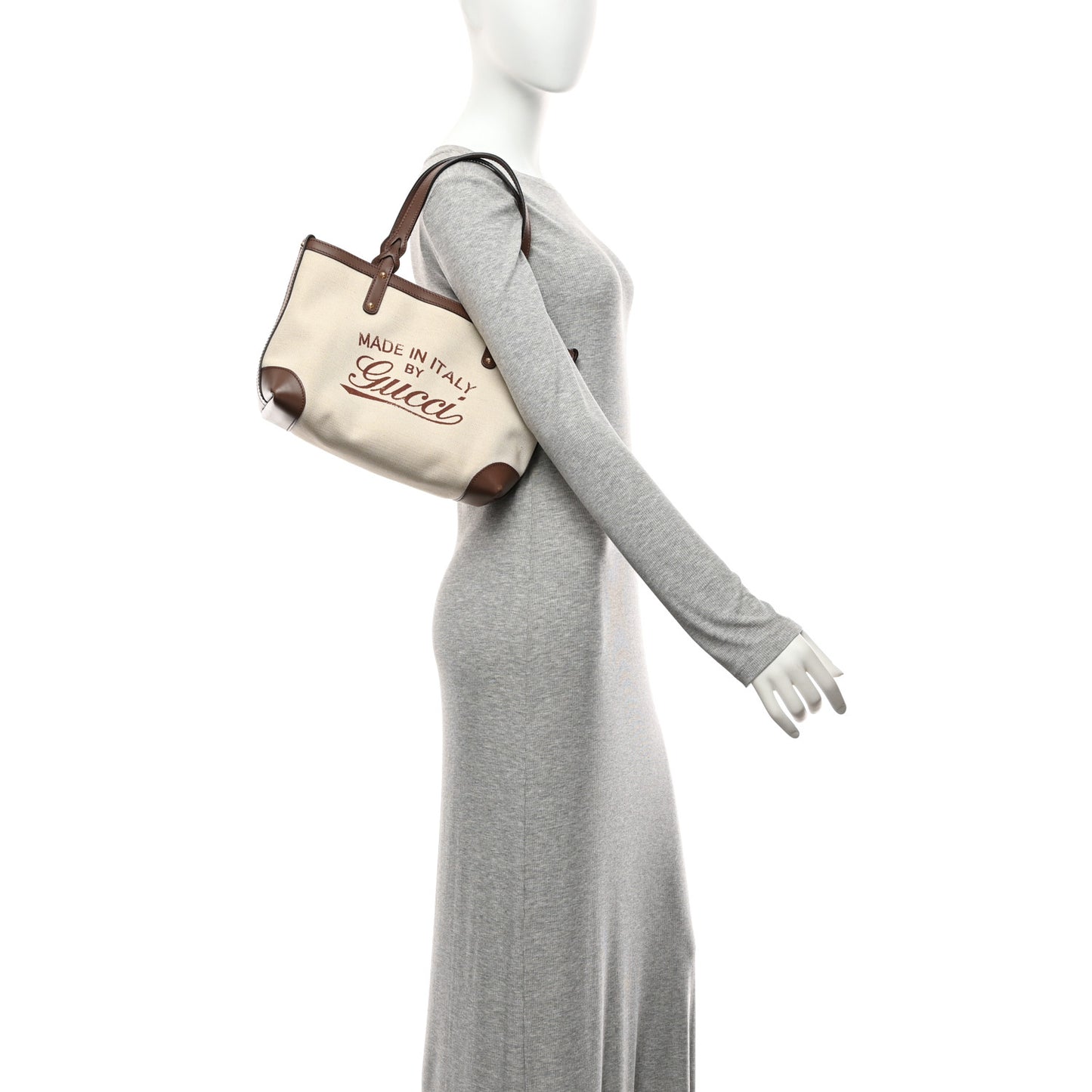 Canvas Calfskin Small Craft Tote Brown