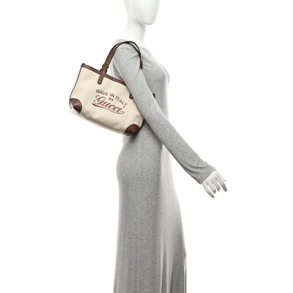 Gucci Canvas Calfskin Small Craft Tote Brown 2 of 17