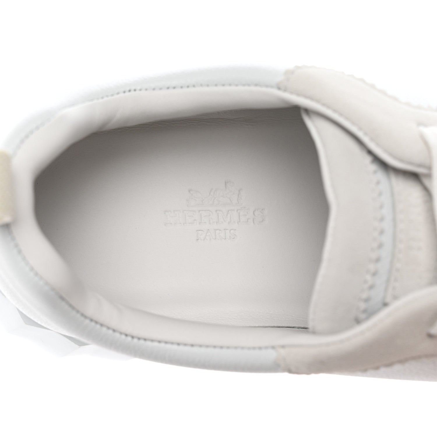 Hermes Calfskin Suede Goatskin Bouncing Sneakers 37.5 White 7 of 9