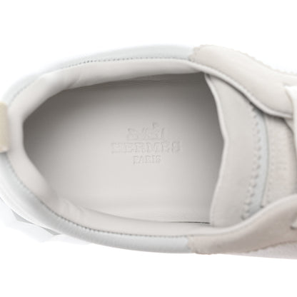 Hermes Calfskin Suede Goatskin Bouncing Sneakers 37.5 White 7 of 9