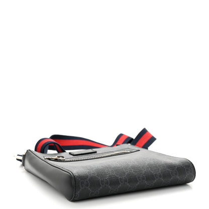 Gucci GG Supreme Monogram Web Small Flat Messenger Bag Black Grey 4 of 12