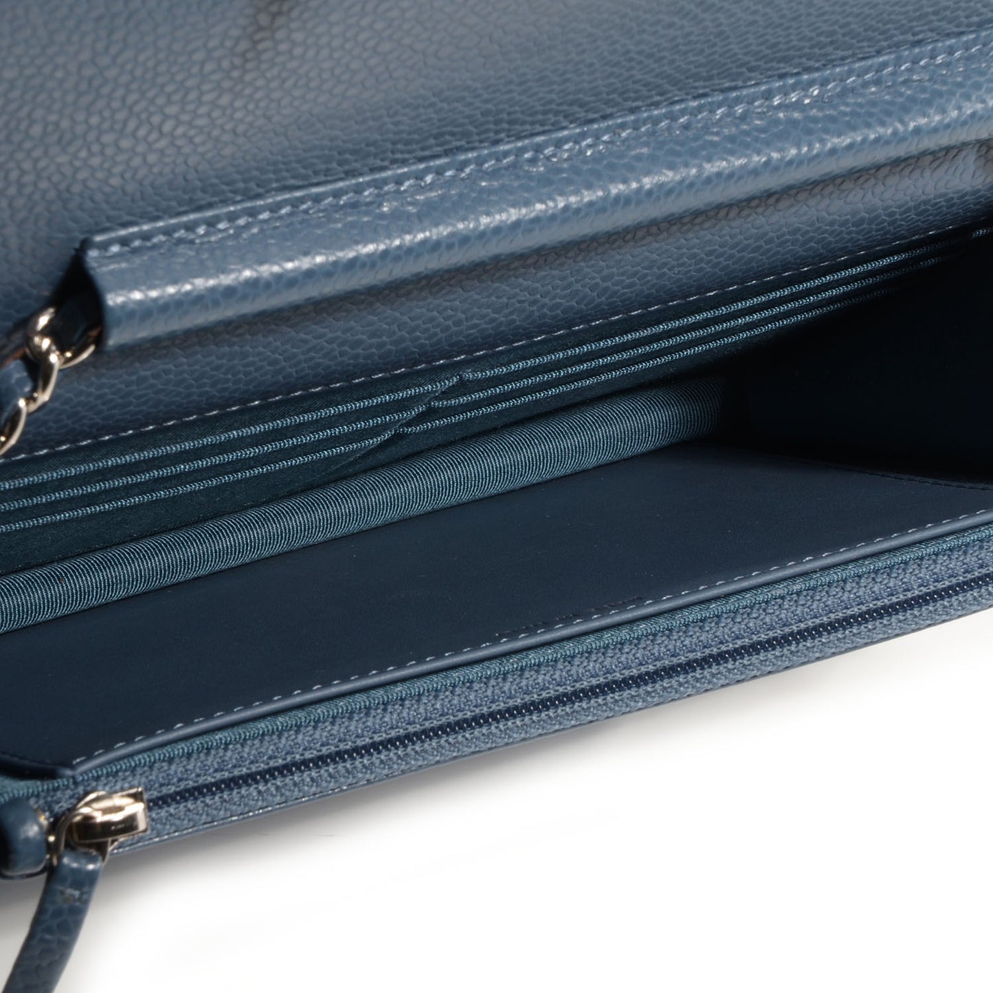 Caviar Quilted Wallet on Chain WOC Blue