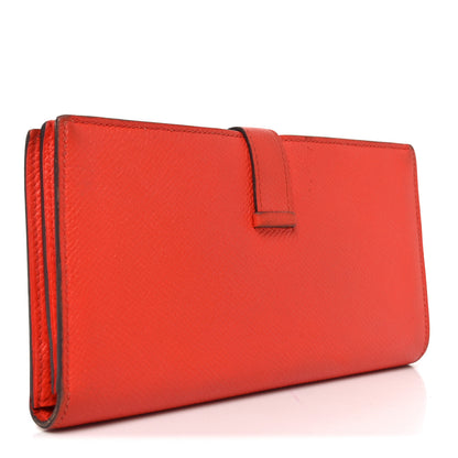 Hermes Epsom Bearn Gusset Wallet Orange Poppy 3 of 7