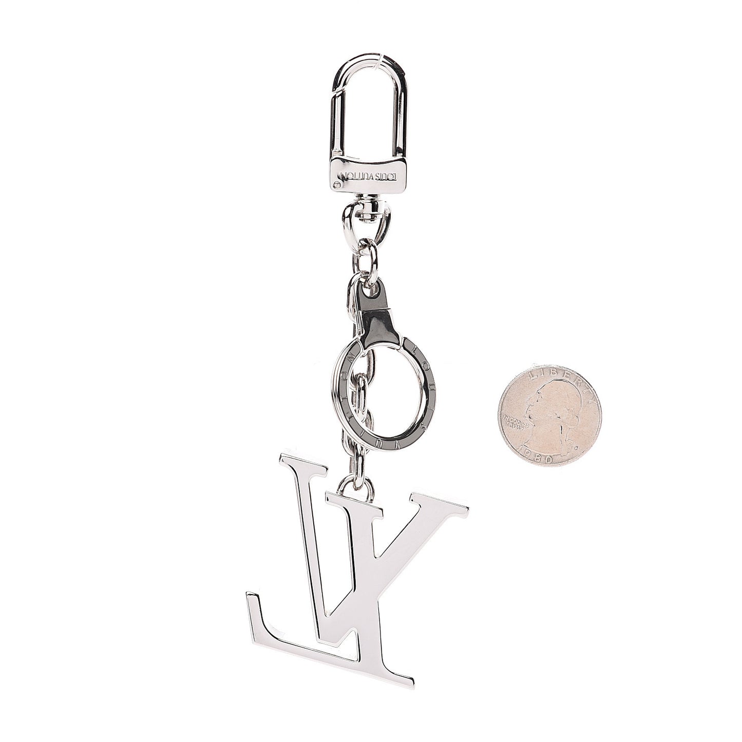 LV Facettes Bag Charm Key Holder Silver