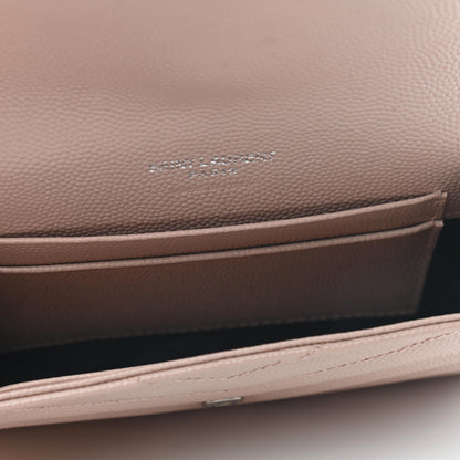 Saint Laurent Grain De Poudre Matelasse Chevron Small Monogram Envelope Wallet Blush 5 of 7