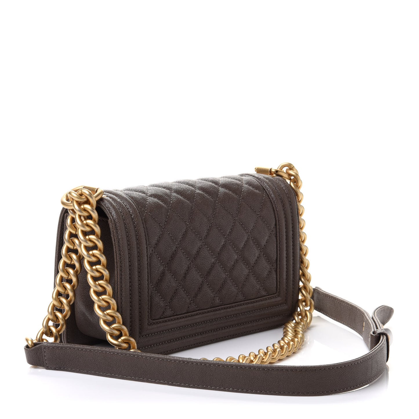 Caviar Quilted Small Boy Flap Khaki