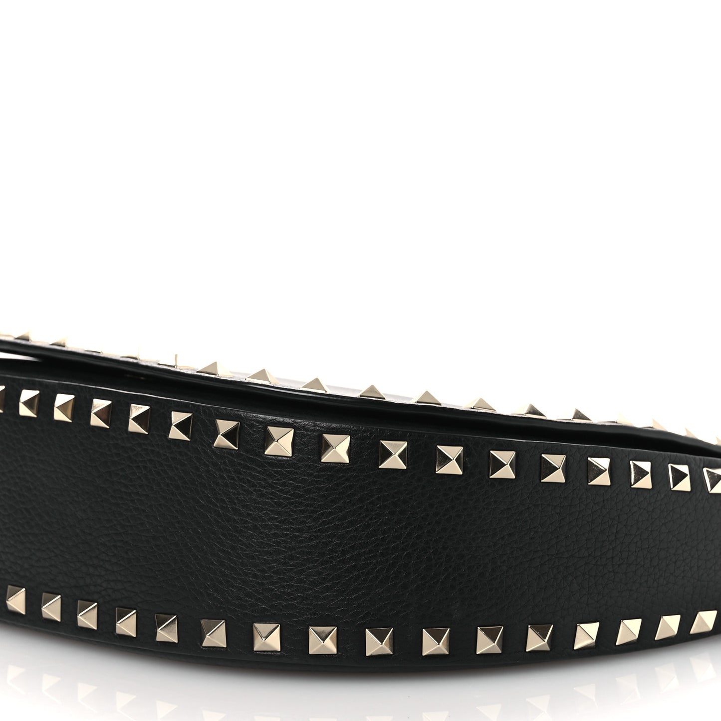 Grained Calfskin Rockstud Saddle Bag Black