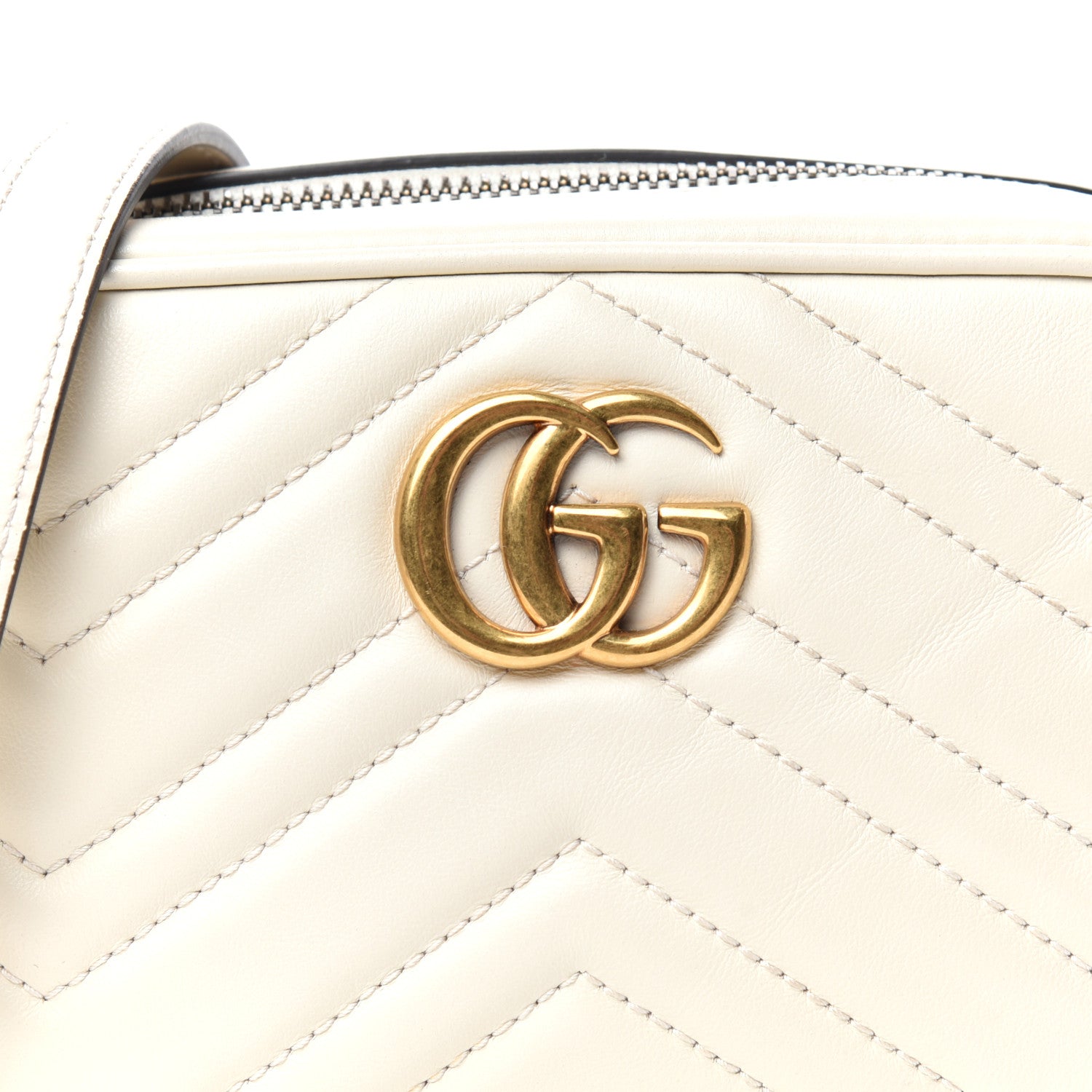 Gucci Calfskin Matelasse Mini GG Marmont Chain Shoulder Bag White 10 of 10