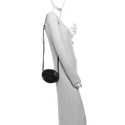 Celine Smooth Calfskin Cuir Small Triomphe Oval Crossbody Purse Black 2 of 14