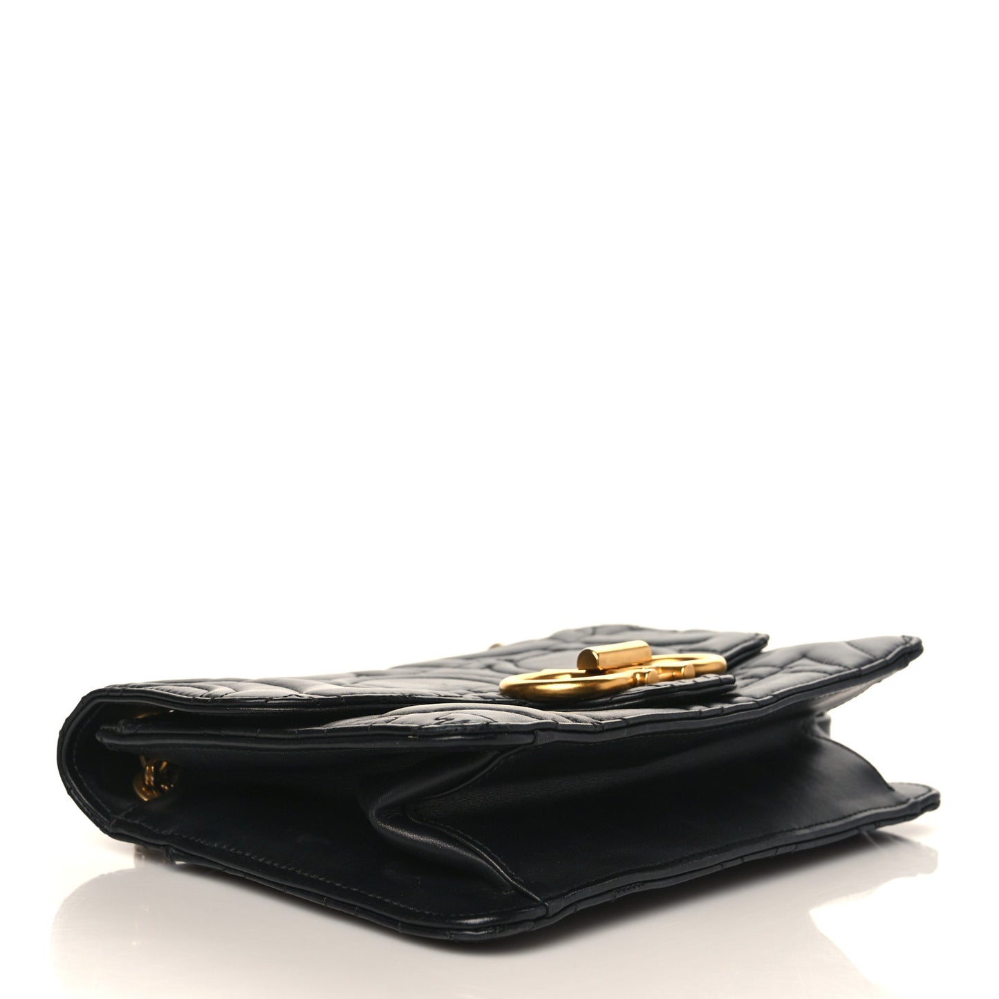 Calfskin Quilted Gancini Flap Bag Black