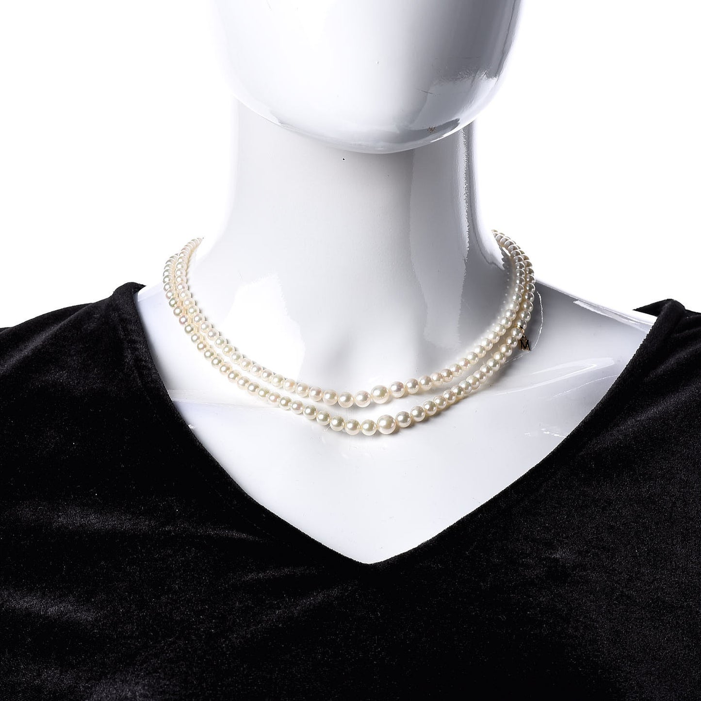 18K Yellow Gold Akoya Pearl 3.5-7mm Double Strand Graduated Necklace 18"