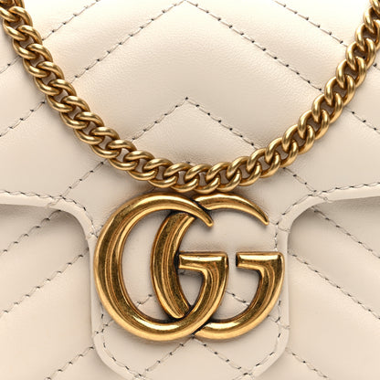 Gucci Calfskin Matelasse Super Mini GG Marmont Shoulder Bag White 8 of 10