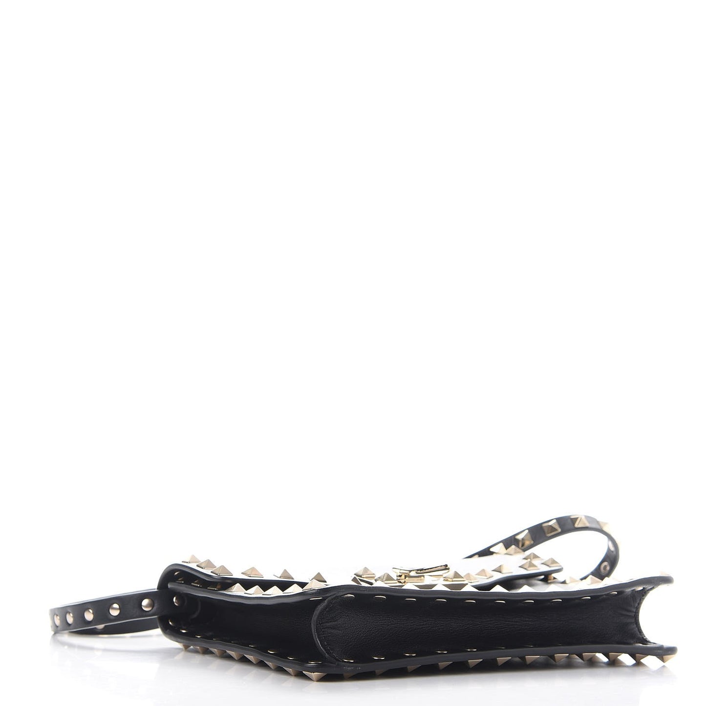 Vitello Rockstud Shoulder Flap Bag Black