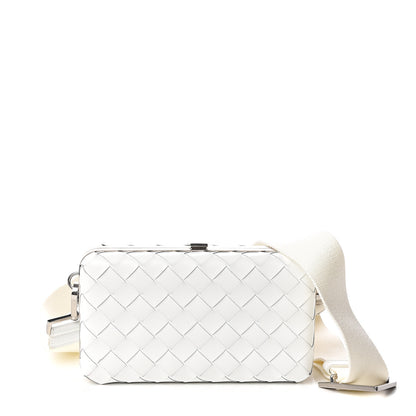 Bottega Veneta Spazzolato Intrecciato Mens Crossbody Messenger Bag Bianco 1 of 7
