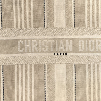 Christian Dior Canvas Embroidered Large Stripes Book Tote Beige 8 of 14