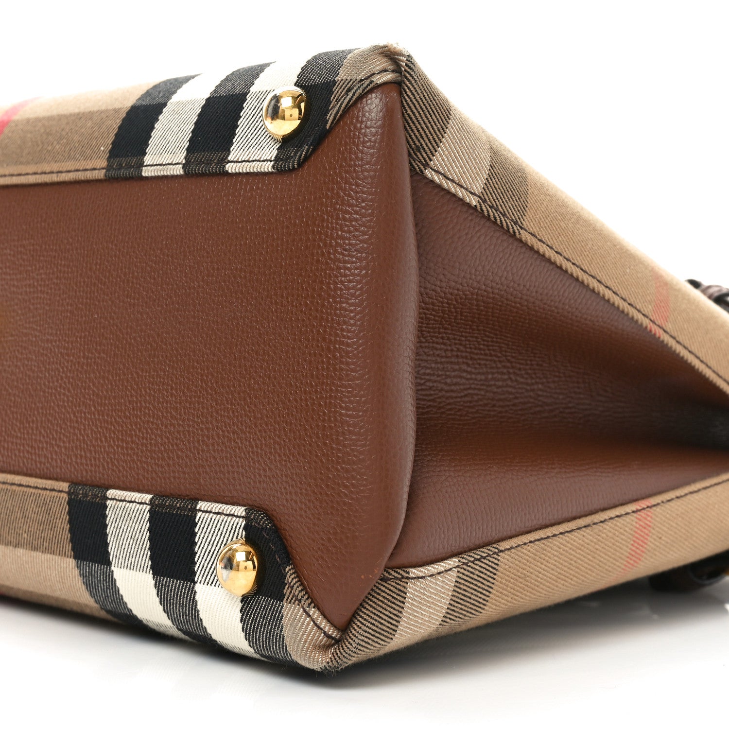 Burberry Derby Calfskin House Check Medium Banner Tote Brown 9 of 9