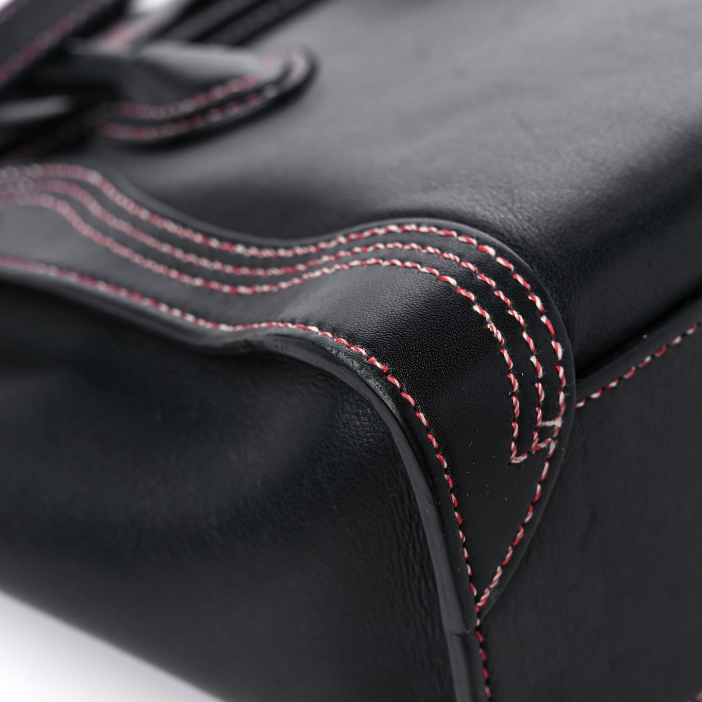 Shiny Smooth Calfskin Stitched Nano Luggage Black Multicolor