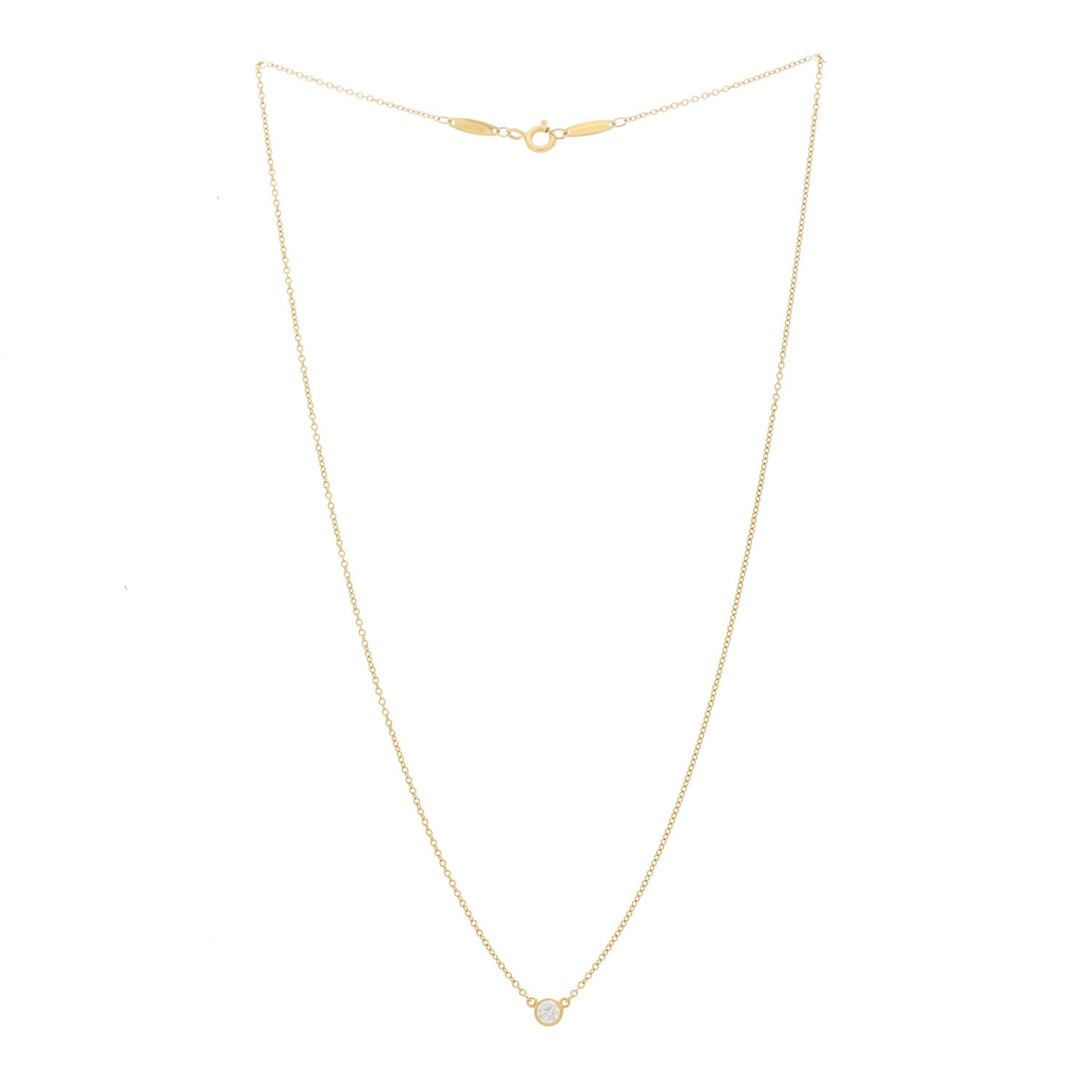 Tiffany 18K Yellow Gold Diamond .14ct Elsa Peretti Diamonds by the Yard Pendant Necklace 3 of 5