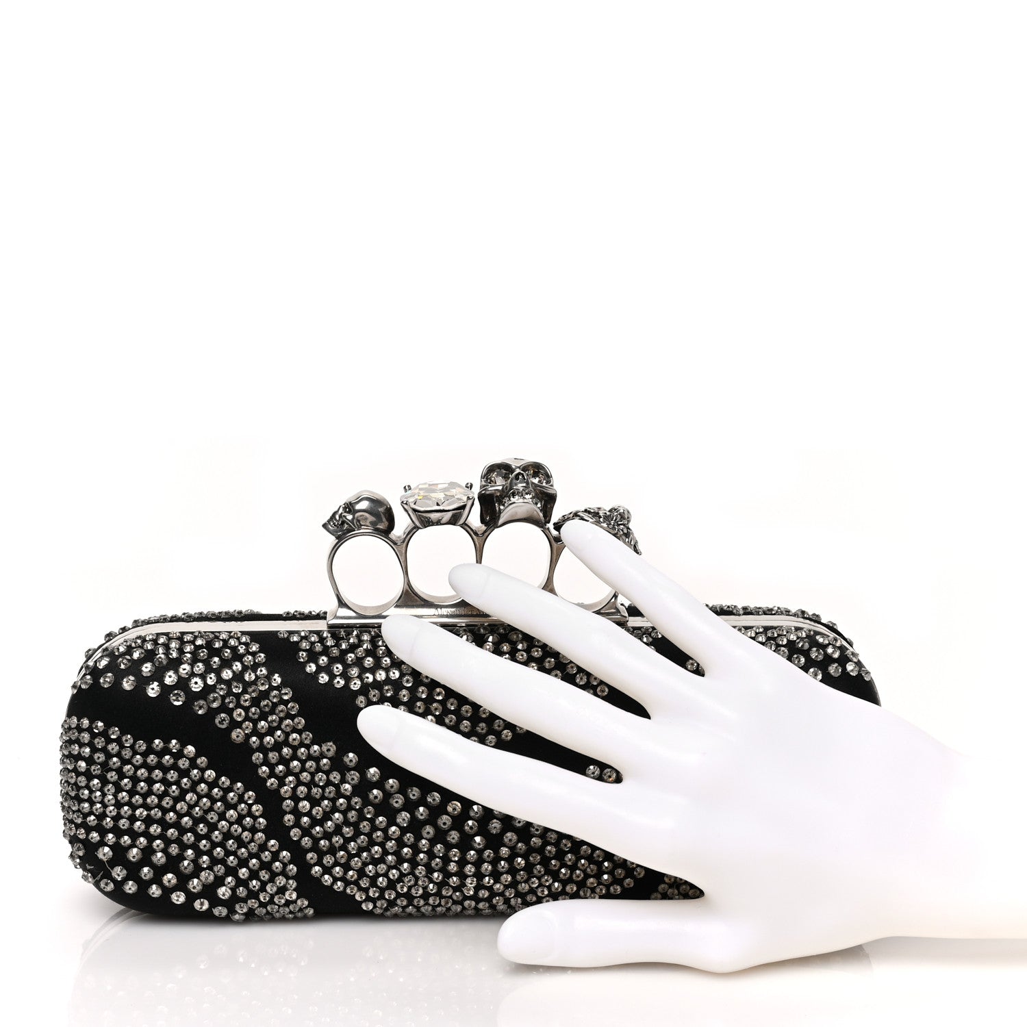 Alexander McQueen Silk Crystal Knucklebox Clutch Black 2 of 7