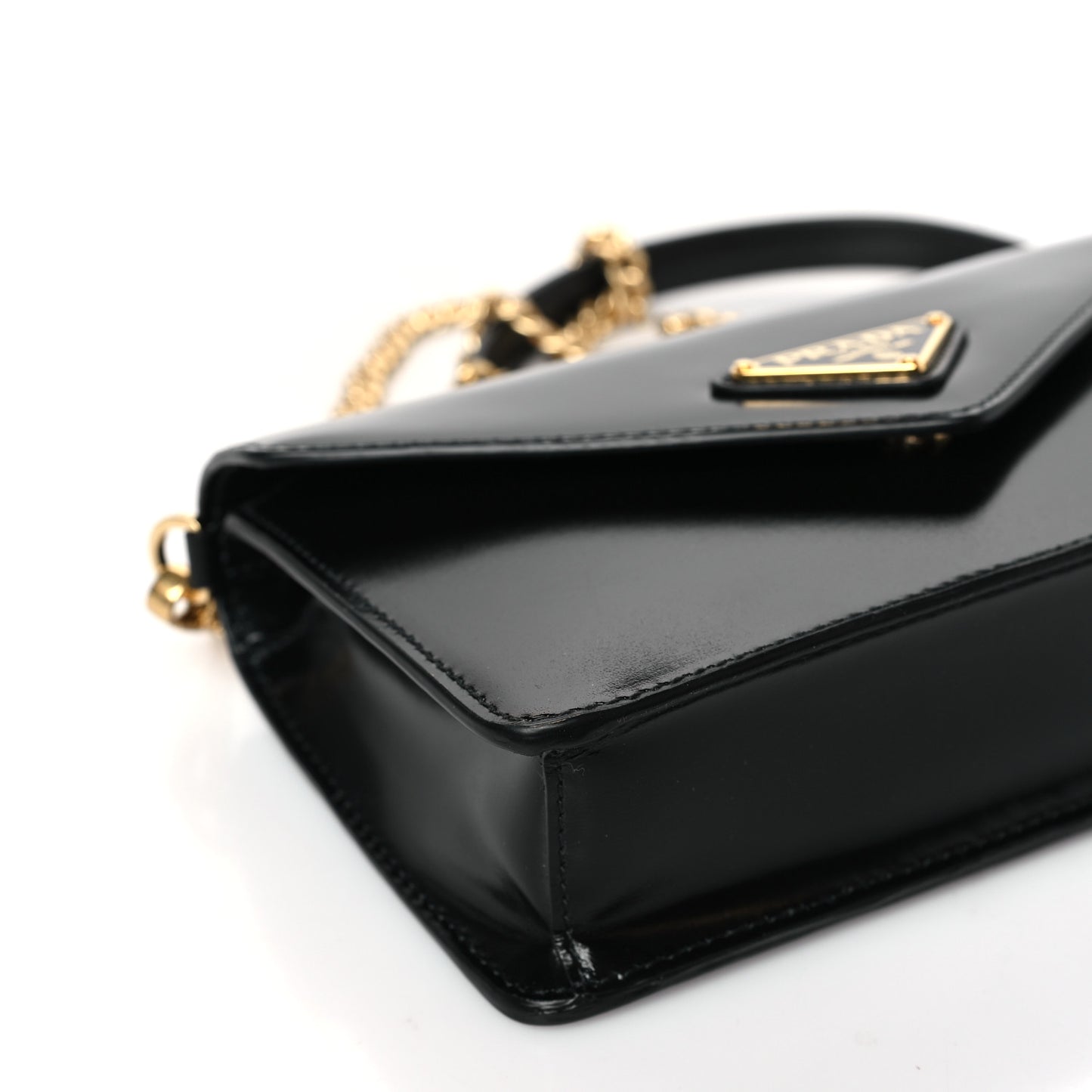 Vitello Envelope Flap Chain Crossbody Bag Black