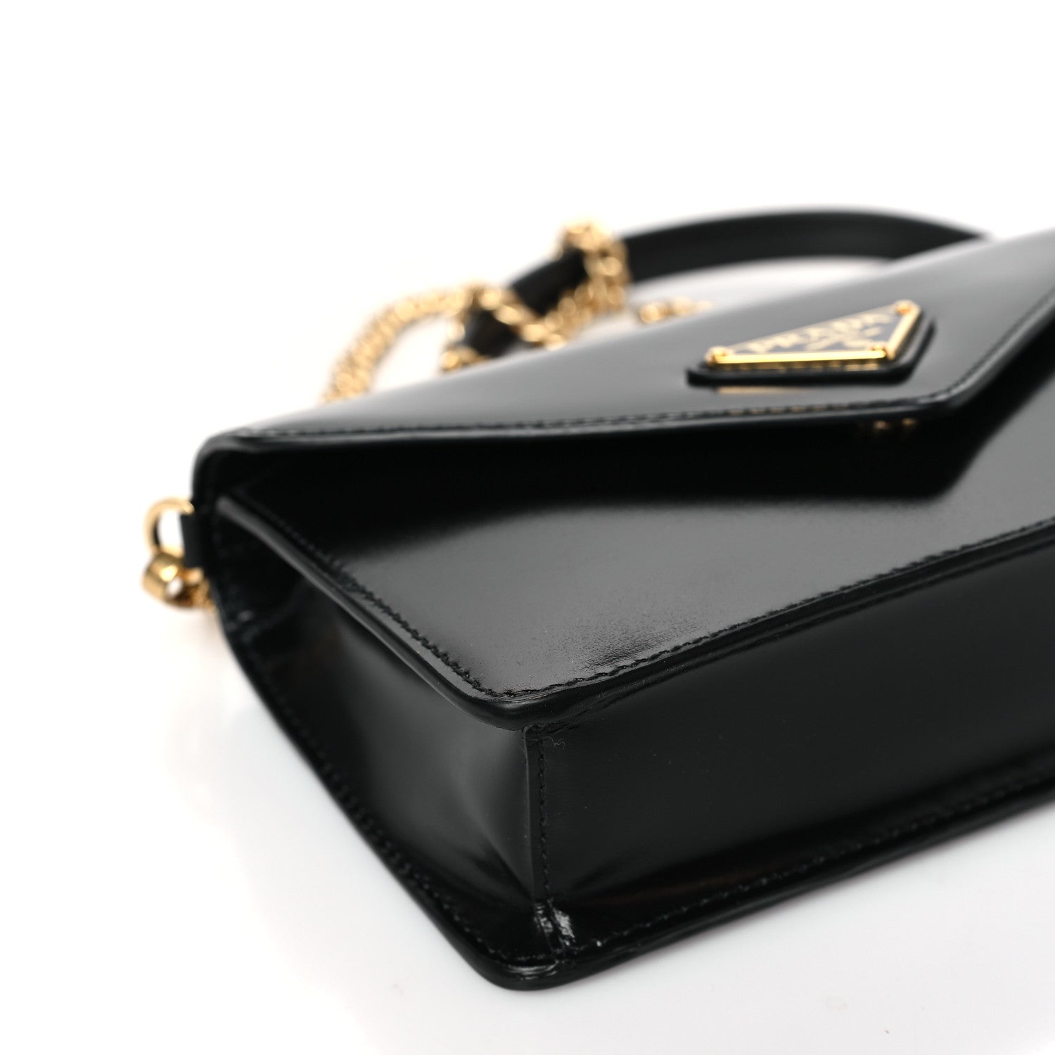 Prada Vitello Envelope Flap Chain Crossbody Bag Black 7 of 8