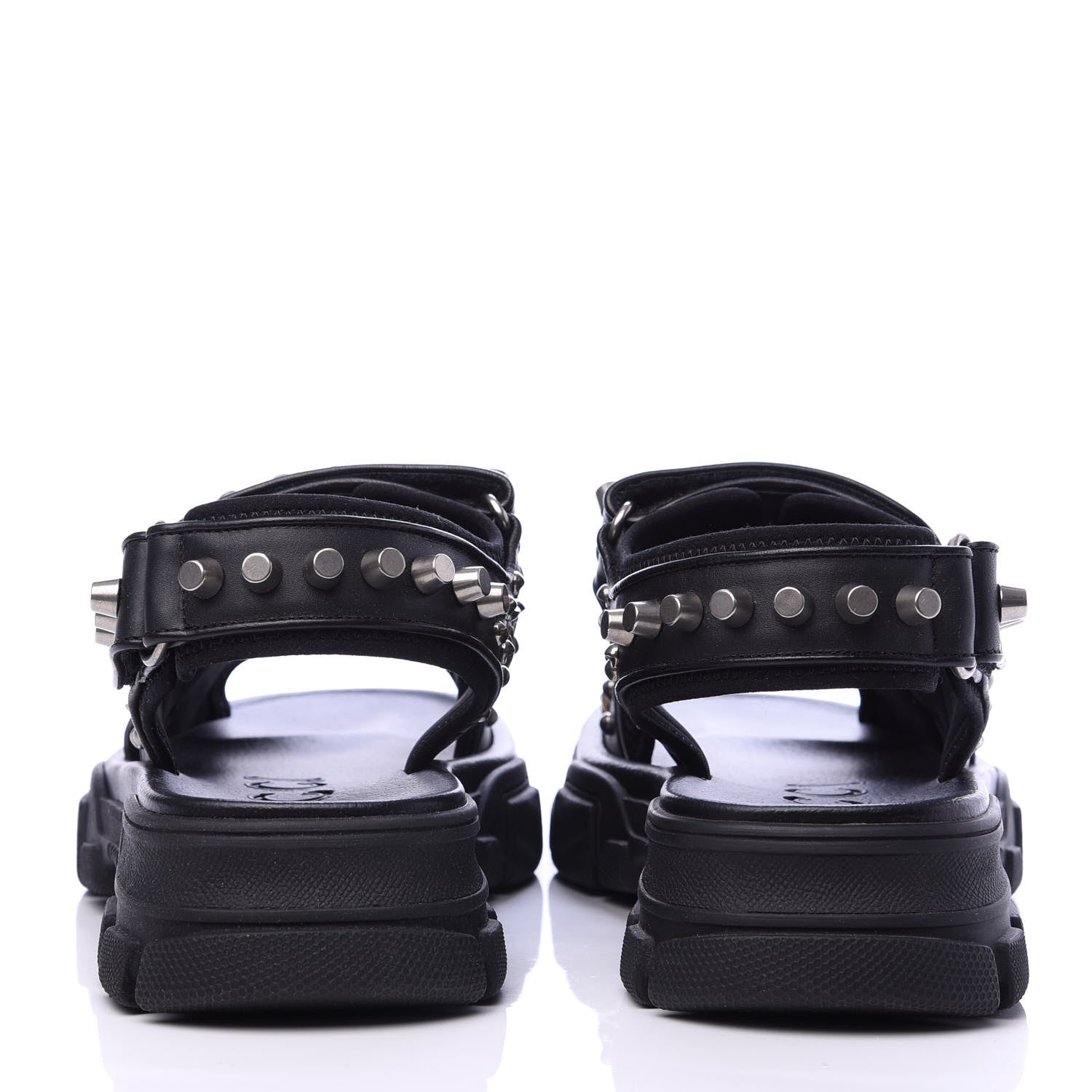 Gucci Nappa Mesh Studded Mens Aguru Sandals 6 Black 6 of 10