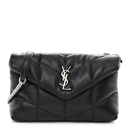 Saint Laurent Lambskin Quilted Toy Loulou Puffer Monogram Chain Satchel Black 1 of 9