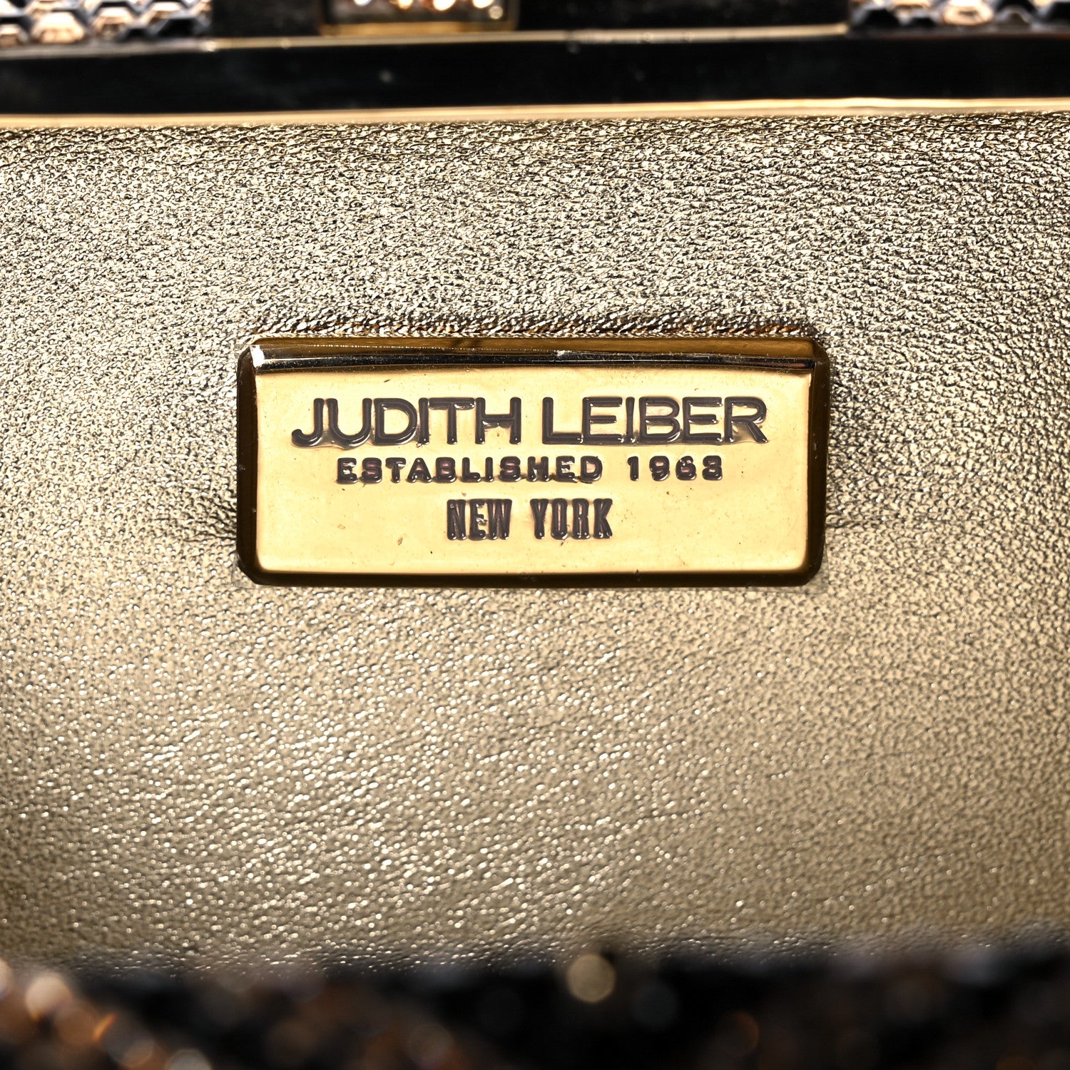 Judith Leiber Swarovski Crystal Minaudiere Clutch Black Gold 5 of 9