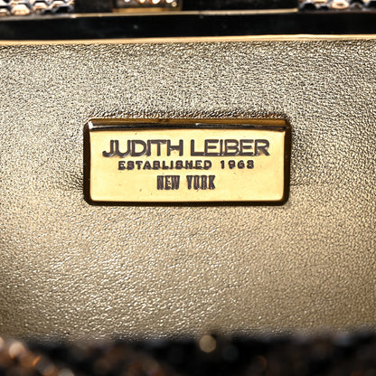 Judith Leiber Swarovski Crystal Minaudiere Clutch Black Gold 5 of 9