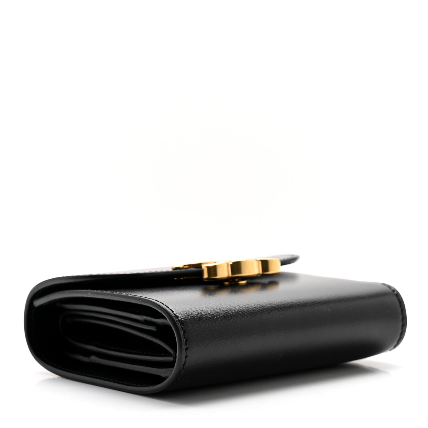 Shiny Smooth Lambskin Small Triomphe Wallet Black