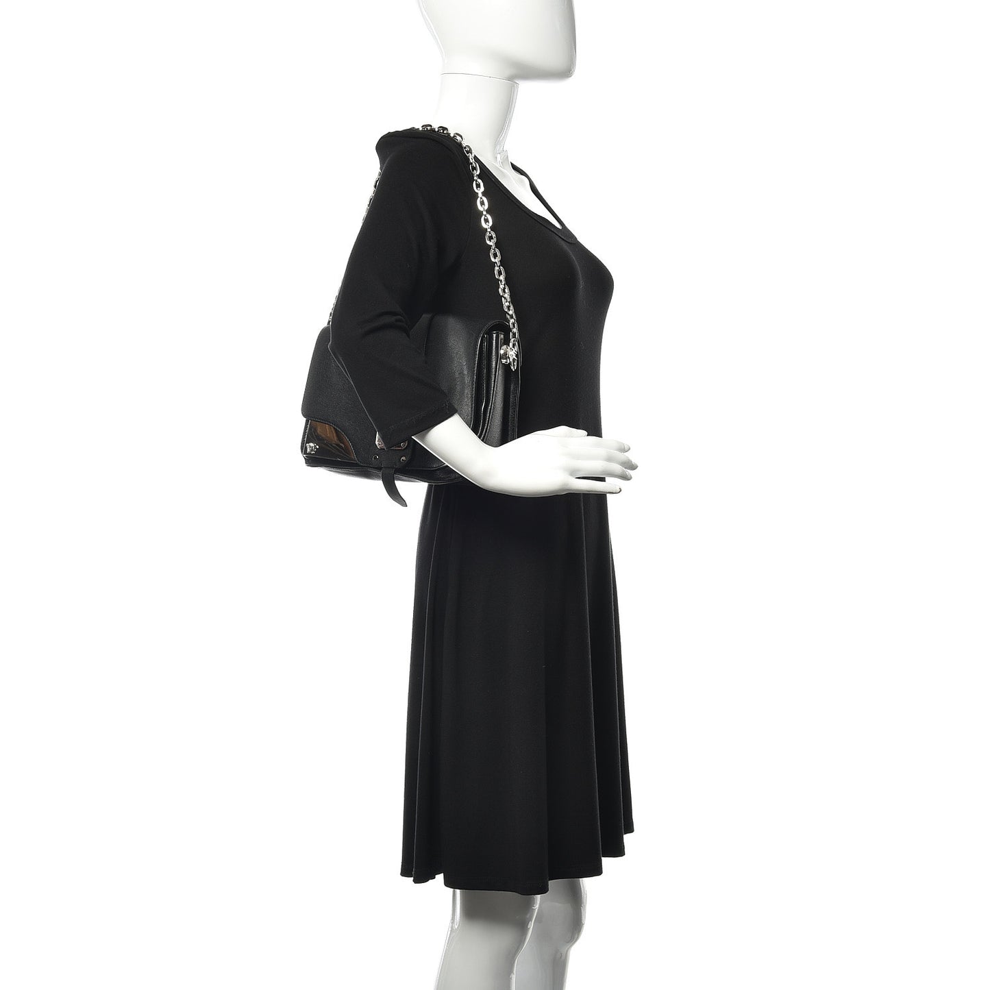 Goatskin Large Stardvst Shoulder Bag Black