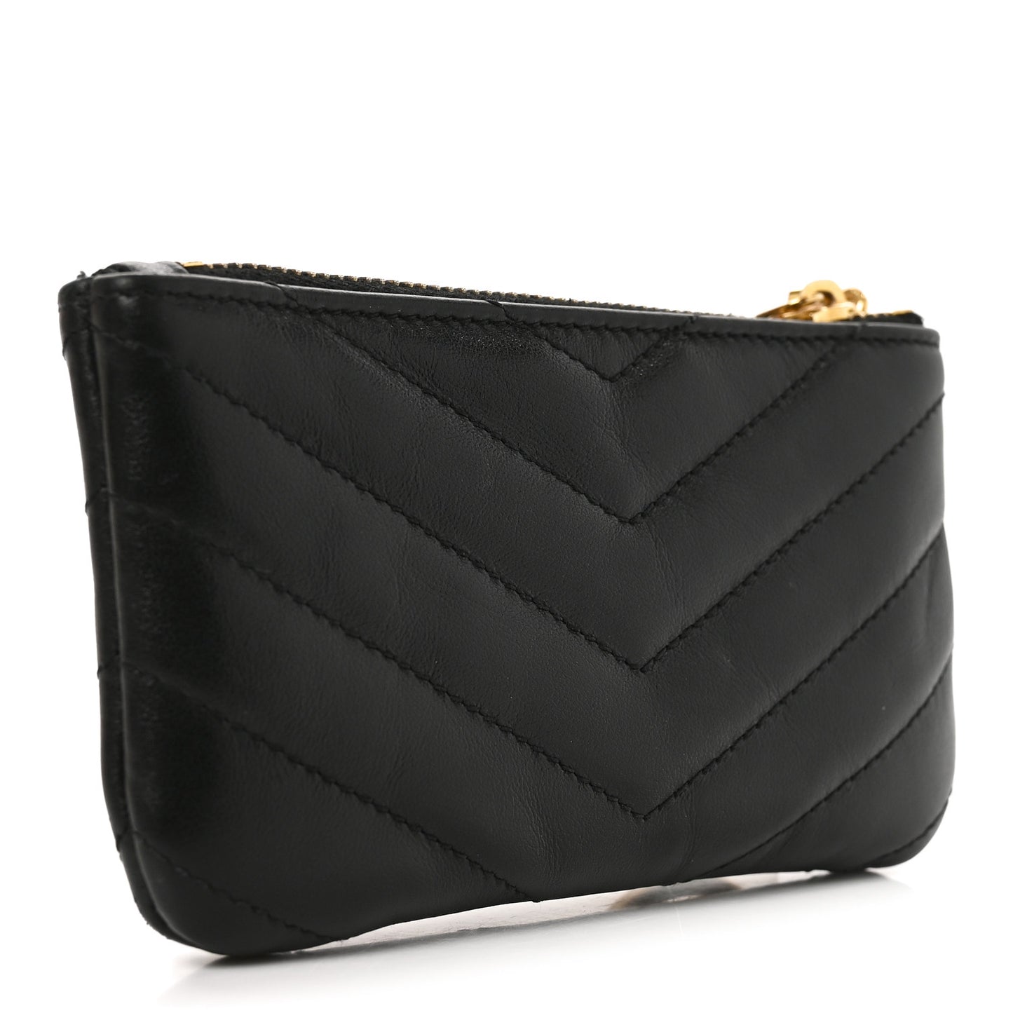 Calfskin Matelasse Monogram Key Pouch Black