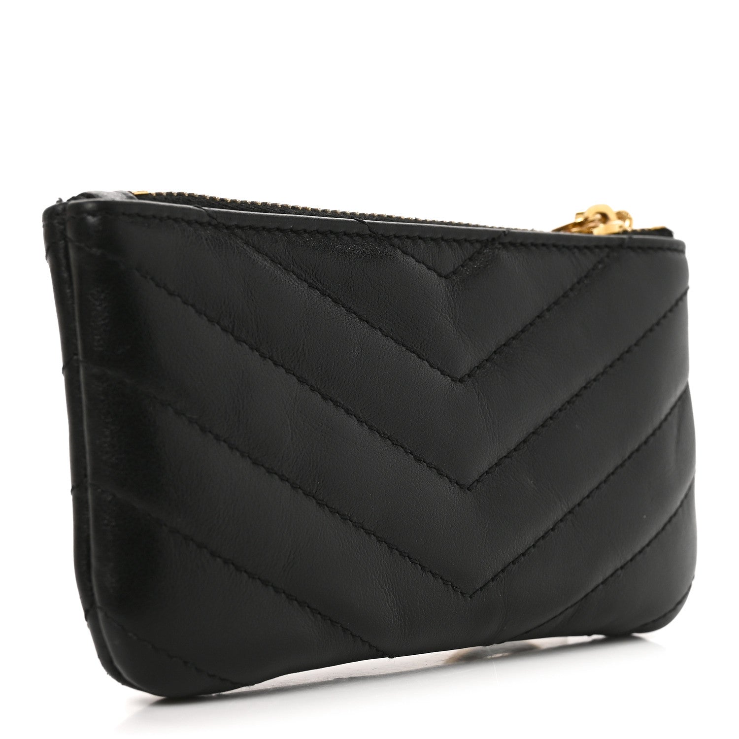 Saint Laurent Calfskin Matelasse Monogram Key Pouch Black 3 of 8