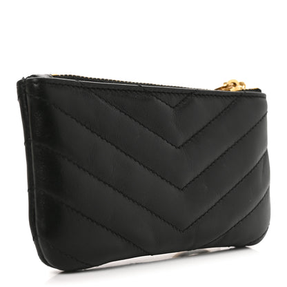 Saint Laurent Calfskin Matelasse Monogram Key Pouch Black 3 of 8