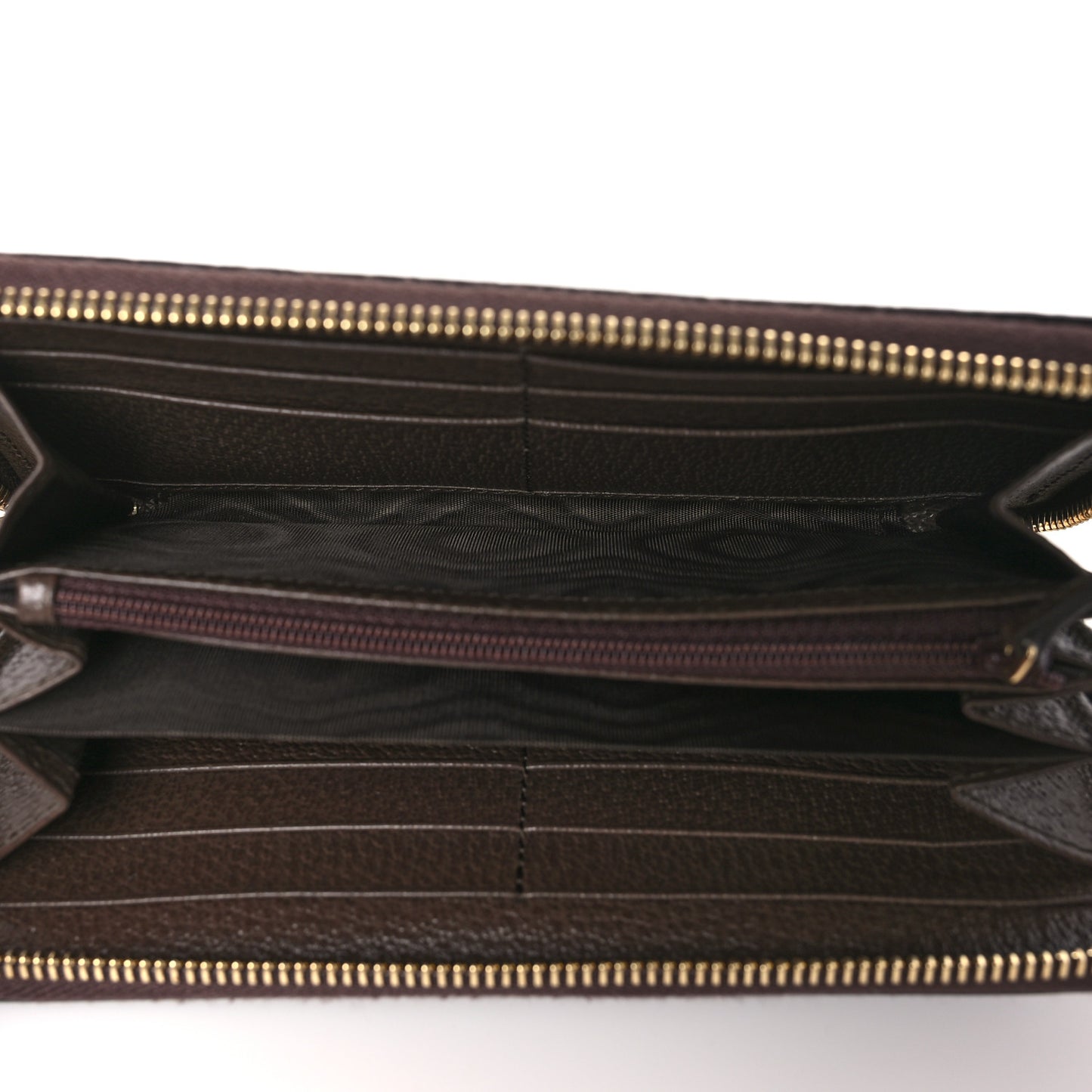 GG Supreme Monogram Web Ophidia Zip Around Wallet Brown