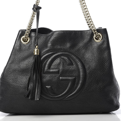 Gucci Pebbled Calfskin Medium Soho Chain Shoulder Bag Black 8 of 18