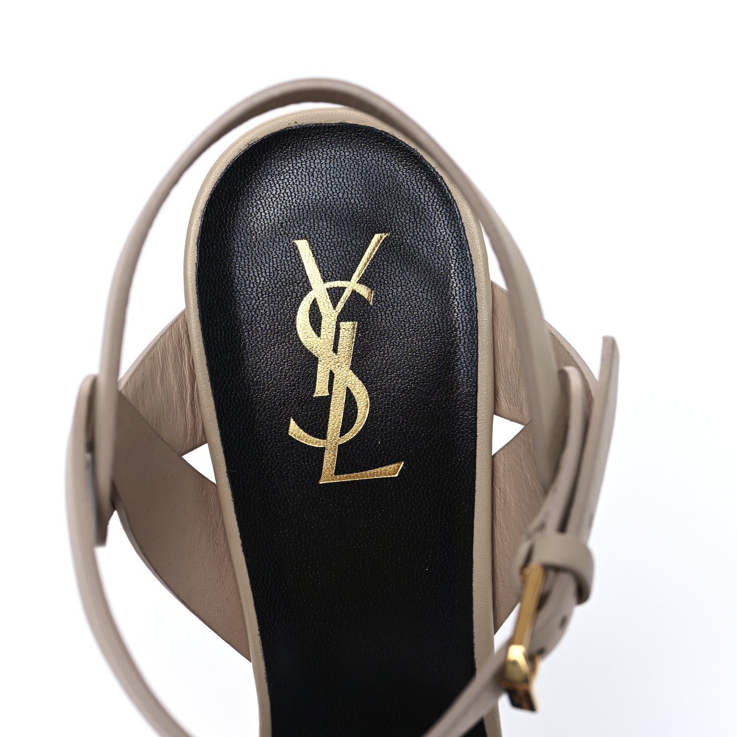 Saint Laurent Calfskin Tribute 105 Platform Sandals 41 Dark Beige 7 of 8