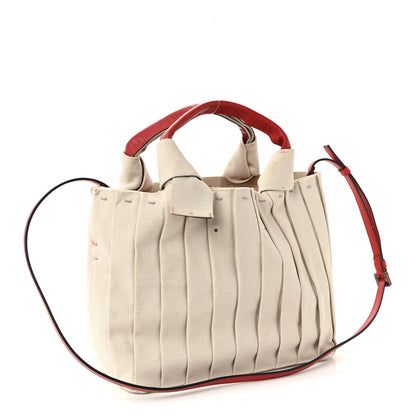 Valentino Garavani Canvas Atelier 05 Plisse Edition Small Tote Bag Naturale 4 of 10