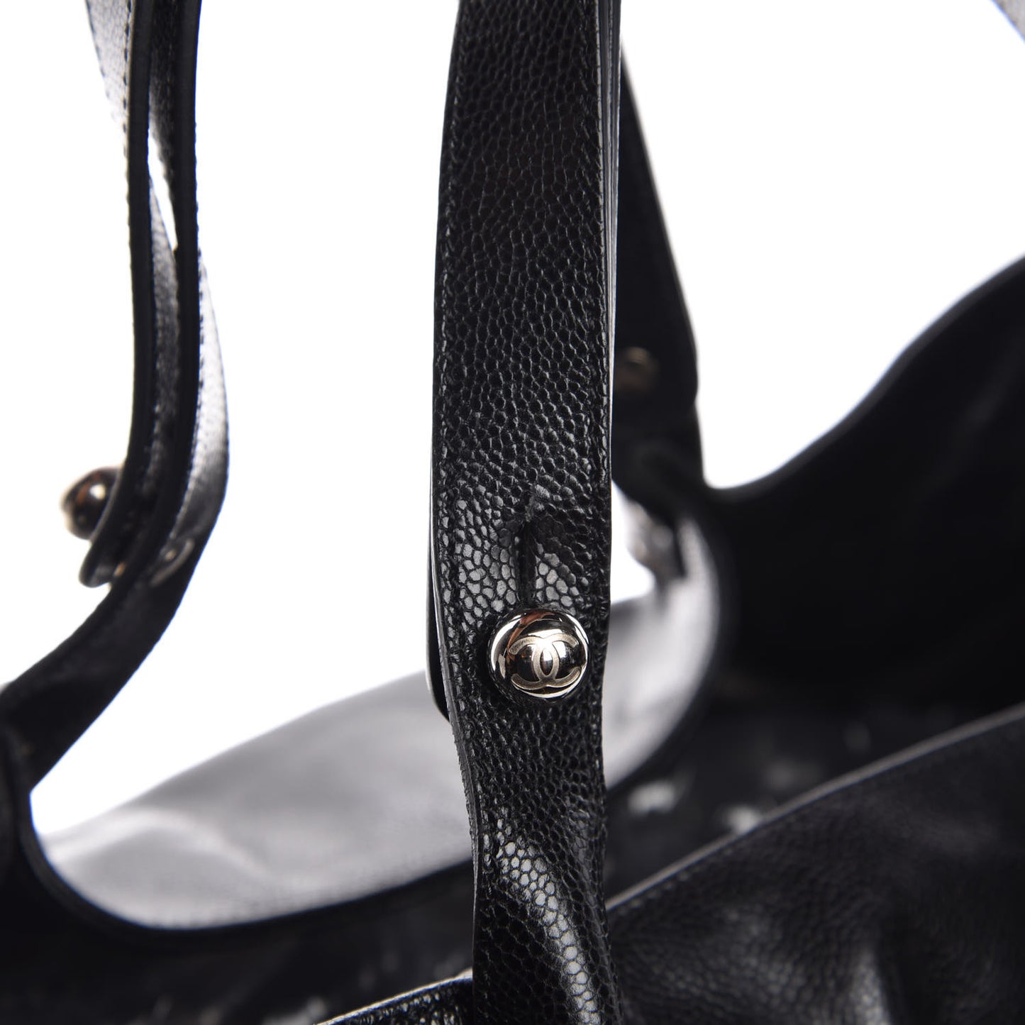 Glazed Caviar Large Pocket In The City Tote Black